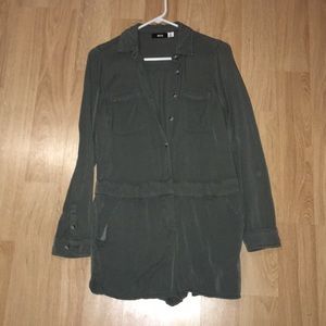 Army green long sleeve romper